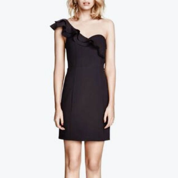 H&M Tops - H&M Divided - Black One Shoulder Ruffle Mini Dress - Size 4